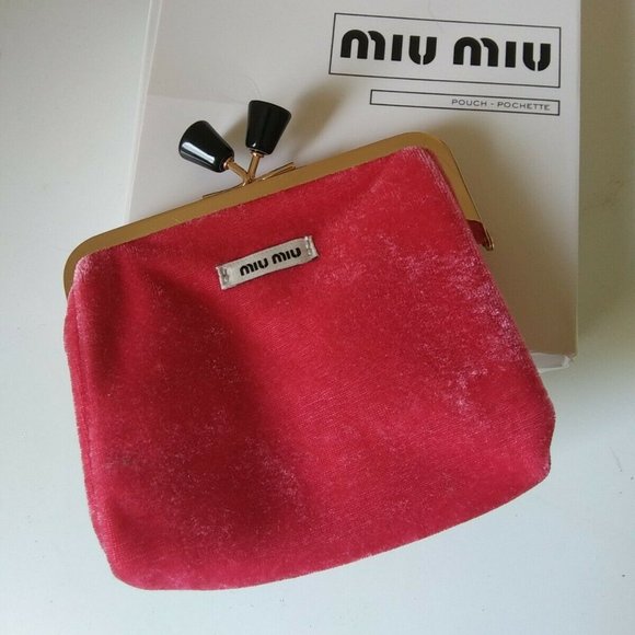 Miu Miu Handbags - Miu Miu velvet velour Kisslock Pouch coin purse lipstick cosmetic bag